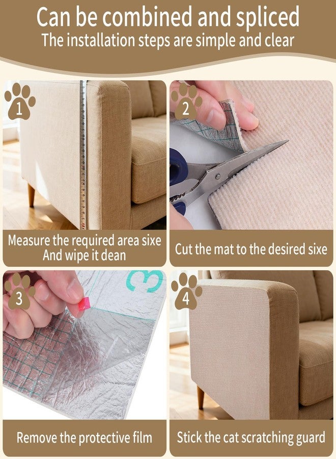 Dyale 78.7"x15.8" Cat Scratch Mat,Adhesive Cat Scratch Pad for Furniture,DIY Cats Scratch Furniture Protector for Furniture,Sofa,Couch,Covering Cat Scratching Post Replacement Pads,Light Khaki - Image 3